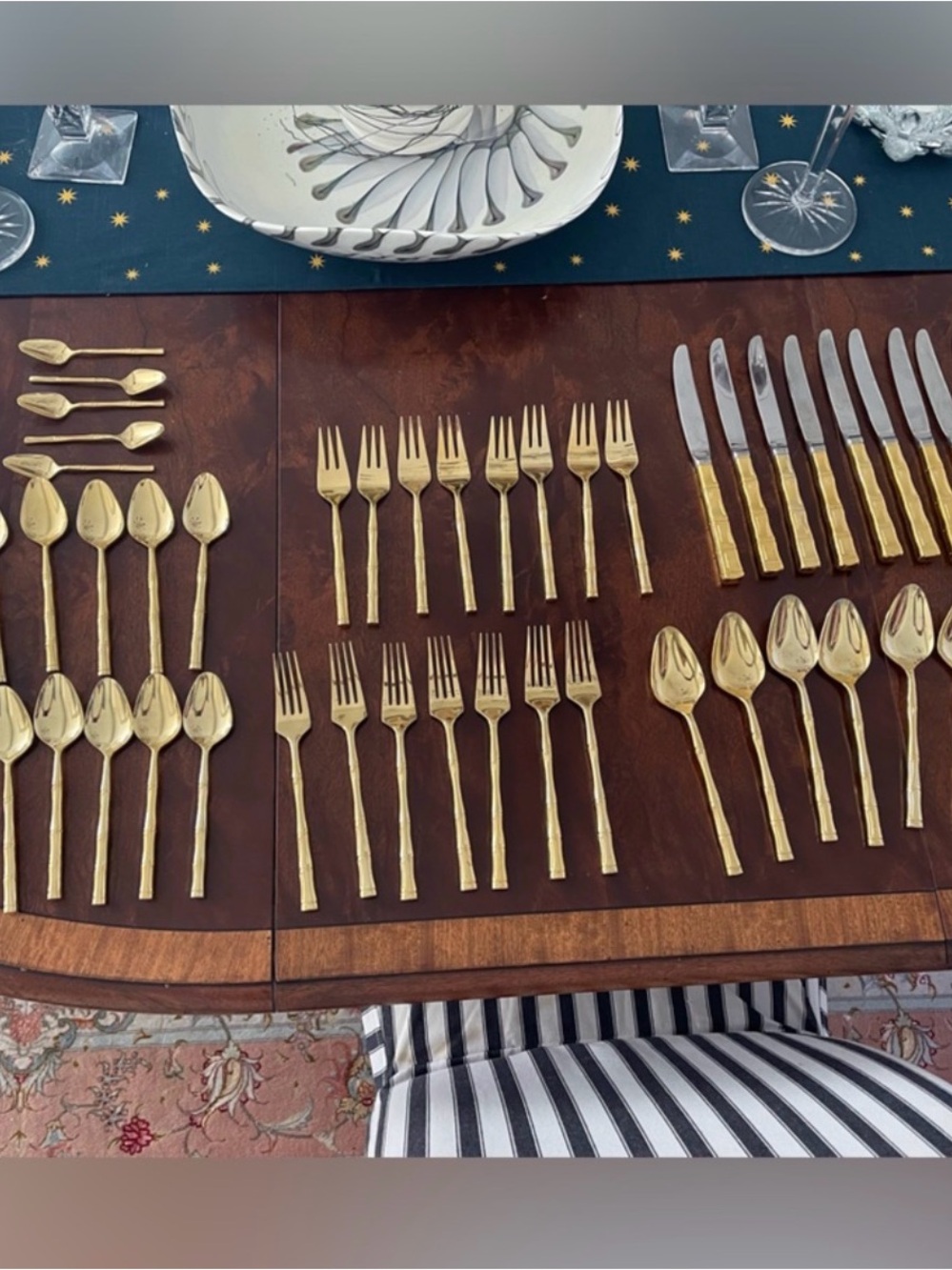 57 pieces Stainless Steel Flatware Set - Elegant Gold Cutlery for Home Dining